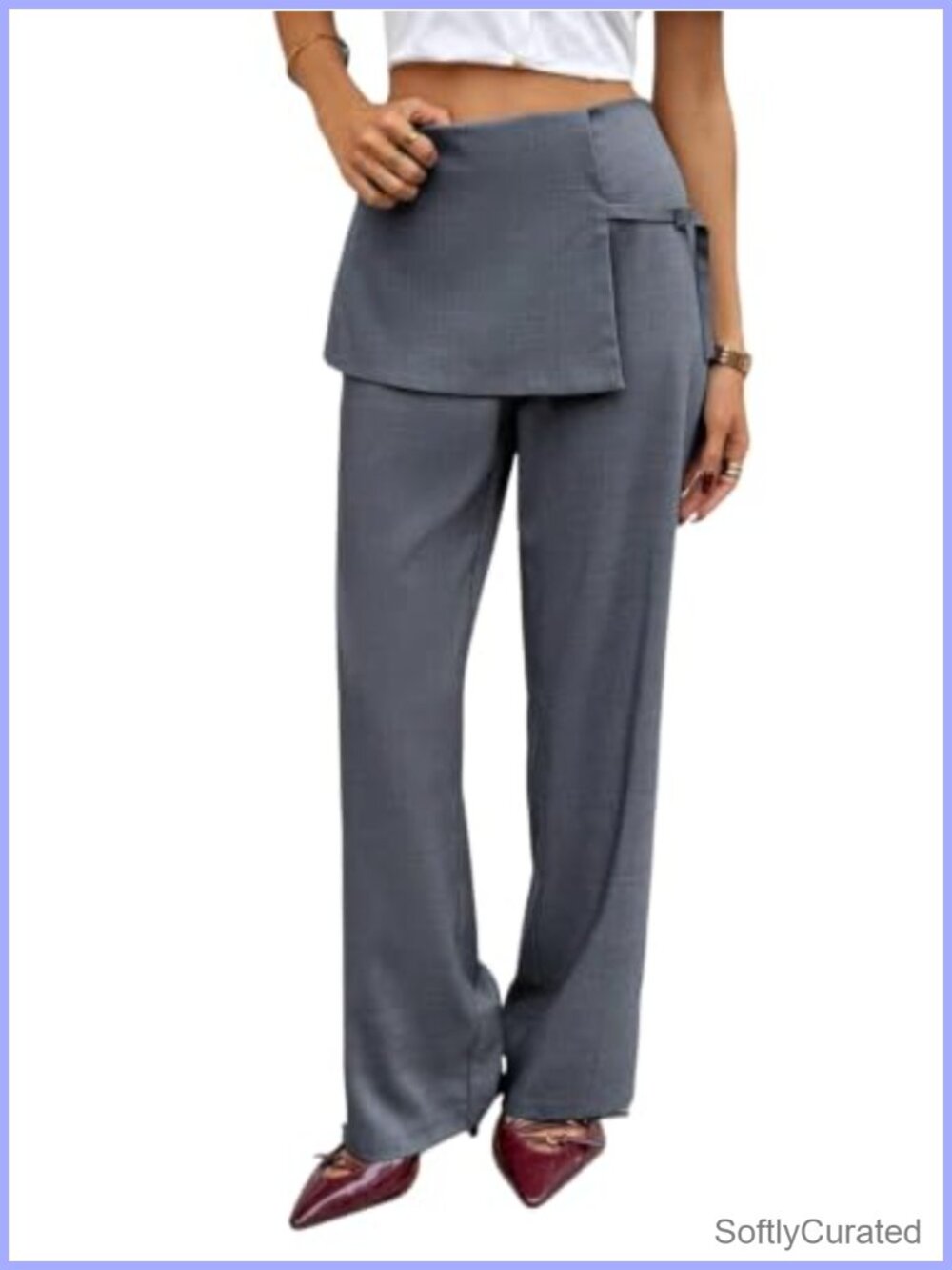 Women's Wide Leg Wrap Palazzo Dress Pants High Waist Work Slacks